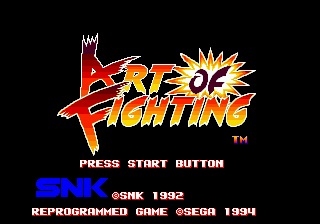 Art of Fighting (Europe) Title Screen